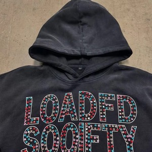 Unisex 2025 personalizado 450 Gsm 100% algodón Sudadera con capucha Rhinestone descarga impresa invierno de gran tamaño con capucha cuello lavado técnica sólida - Product Image 2