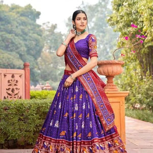 Artriddh tussar เสื้อผ้าไหมชุด lehenga choli ชุดแต่งงานแบบลำลองย้อนกลับได้ขายส่งในตลาดอินเดีย - Product Image 1