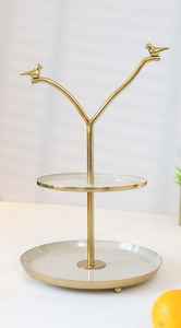 Golden Moden Vintage Style Metal Cake Stand With Antique Finished <b>For</b> <b>Garden</b> Parties Tea Time And Special Festive Occasions - Product Image 5