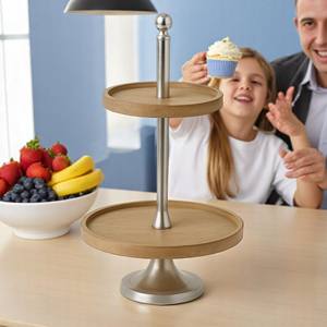 Two-Tiered Wooden <b>Cake</b> Platter Serving Tray with Farmhouse Stand Export Quality Kitchen Party Decor Signs <b>Cake</b> <b>Tools</b> - Product Image 6