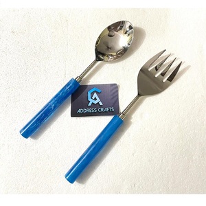 Serveurs de salade en acier inoxydable, ustensiles de cuisine à long manche, cuillère et fourchette à salade - Product Image 6