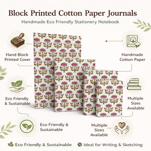 Cuaderno Ecológico Hecho a Mano con Cubierta de Tela y Encuadernación en Espiral, Papel de Algodón con Impresión en Bloque, para Escribir, Dibujar y Regalar - Product Image 6