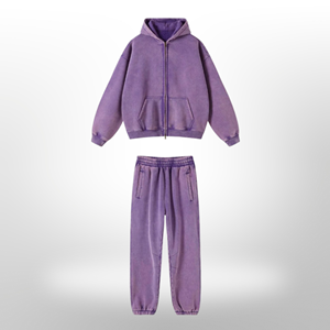 Ensemble survêtement vintage en coton 100% délavé à l'acide, respirant, sweat-shirt et pantalon de jogging pour l'hiver, lavé à la pierre - Product Image 5