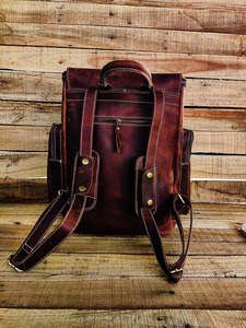 <b>Leather</b> Backpack Handmade <b>Rucksack</b> Personalised <b>Laptop</b> Trekking Backpack <b>Leather</b> Hiking Bag Men Women - Product Image 4