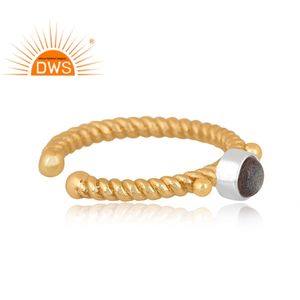 ต่างหูอัญมณีลาบราดอไรต์ธรรมชาติชุบทอง18K ดีไซน์ทำด้วยมือล่าสุดเครื่องประดับอัญมณี - Product Image 3