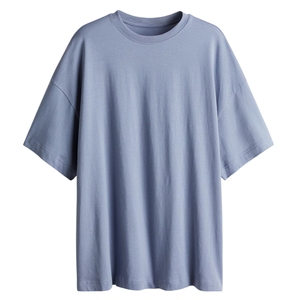 เสื้อยืดลำลองผู้ชายไซส์ใหญ่ ปรับแต่งโลโก้ได้ สีฟ้าอ่อน 220gsm ผ้าฝ้ายออร์แกนิค 100% ระบายอากาศได้ดี ปักลาย - Product Image 1