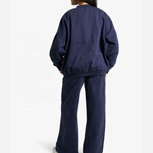 Sudadera con capucha corta en blanco de alta calidad para mujer 2025/2026, conjunto de sudadera con cremallera completa y Jogger, chándal de gran tamaño para mujer - Product Image 3