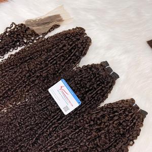 Extension de cheveux humains bouclés pixie vietnamien cheveux trame machine de couleur brune 24 pouces disponibles qualité supérieure - Product Image 1