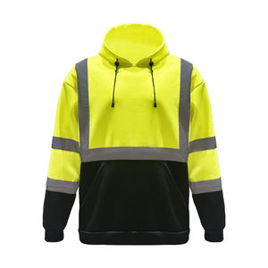 Sweat-shirts de sécurité haute visibilité noirs pour hommes - Vestes réfléchissantes en polyester de classe 3 pour la construction et le transport - Product Image 3