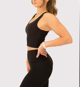 Vêtements de sport crop top sans couture côtelés personnalisés vêtements de sport pour femmes vente en gros - Product Image 4