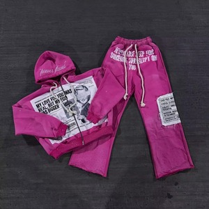 Ensemble de survêtement évasé pour homme, qualité supérieure, dernier design 2025, survêtement brodé délavé, saison hivernale, ensemble deux pièces - Product Image 1