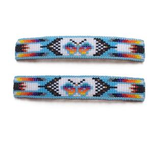 Pasador de pelo con cuentas hecho a mano con cuentas brillantes y base de tela Pasador de pelo tradicional bordado con cuentas de colores - Product Image 1