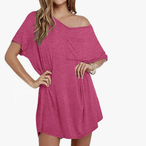 Latest Design Cotton Tshirt Dress Neck <b>Sleep</b> Lightweight Casual <b>Tee</b> Dress Pattern Length Size Solid Pattern Back Logo - Product Image 5
