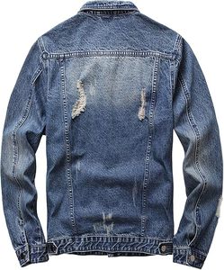 Vestes d'hiver pour hommes Premium Slim Fit Denim, Ripped Vintage Jean Jackets et Trendy Streetwear Windbreakers - Product Image 2