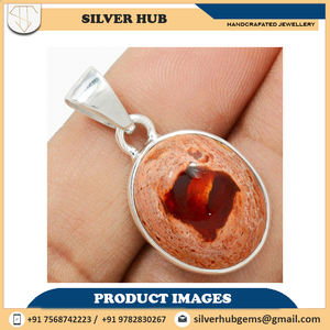 925 Sterling Silver Fine Jewelry Mexican Fire Opal Gemstone Pendentif avec Lunette Setting Direct Factory Wholesale India Supplier - Product Image 2