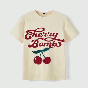 Imprimer décontracté respirant T-shirt pour femmes 100% coton T-shirt pour femmes O cou plaine à manches courtes casual t-shirts - Product Image 5