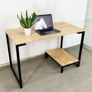 Adjustable Home <b>Office</b> <b>Computer</b> Desk with Wooden Top and Metal Legs - Product Image 2