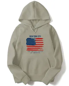 Hoodie hangat bahan hoodie cetak bulu katun pullover ukuran besar harga grosir Hoodie Amerika Print layar