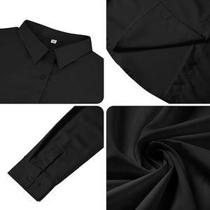 Chemisiers à manches longues en coton pour femmes, style professionnel, été, bureau, haute qualité, vintage, noir, détail troué, motif à carreaux - Product Image 4