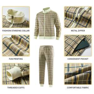 ชุดวอร์มผู้ชายมีซิปสองชิ้นแนวสตรีทแวร์ผ้าคอตตอน100% ปักลาย2025 - Product Image 5