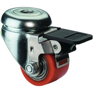 Rueda Giratoria Compacta de Poliuretano de 35 mm, Capacidad de Carga de 100 kg, Tipo de Montaje en Placa con Freno Giratorio para Carritos de Muebles - Product Image 1