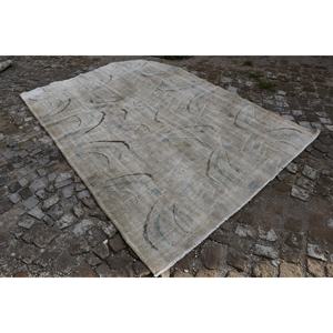 Tapis Turc Vintage Moderne 5.5X8.4 pieds Beige Bleu Patchwork Design Classique 100% Laine Armure Plate Latex Décorations de Salon - Product Image 3