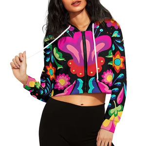 Nueva moda OEM venta al por mayor de las mujeres Crop Top sublimación sudaderas con capucha transpirable personalizado uso casual mujeres sudaderas con capucha en la mejor calidad - Product Image 6