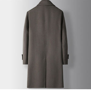 Premium <b>Men</b> <b>Wool</b> Cashmere <b>Overcoat</b> <b>Long</b> Business Formal Winter Jacket Double Breasted Luxury Heavyweight Warm Slim Fit Outerwear - Product Image 4
