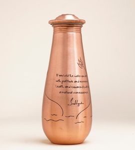 Botella de agua de cobre puro con arte de mano de mina tradicional adecuado para la decoración de la cocina rústica equilibrio de salud y necesidades de desintoxicación - Product Image 5