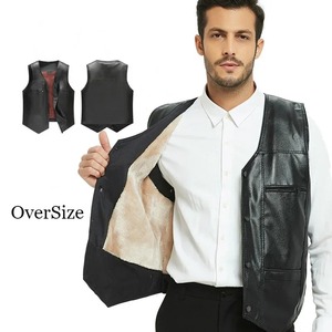 Chemise de moto en cuir véritable pour homme, col montant, style streetwear, en peau de mouton, sans manches - Product Image 2