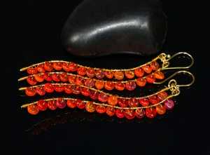 Vintage Fire Red Ethiopian <b>Opal</b> Beaded Handmade Design <b>Earrings</b> For Women 925 Sterling Silver 14K Gold Plated - Product Image 4