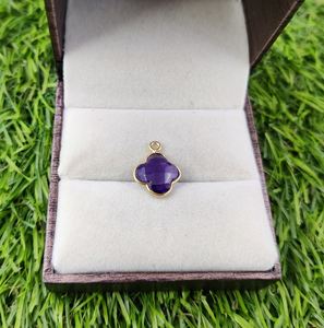 Colgantes de piedra con forma de trébol y amatista Natural, joyería de moda, venta al por mayor - Product Image 5