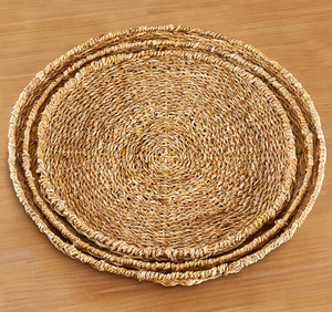 Plateau de service naturel tissé à la main pour la nourriture, les boissons ou la décoration intérieure | Organisateur rustique écologique - Product Image 4