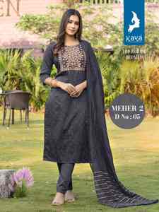 Desgaste ocasional Buen precio Calidad de exportación India Pure Silky Slub Kurti Pant con Dupatta con bordado Trabajo a la tarifa más baja - Product Image 5
