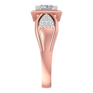 Bague de fiançailles en or rose 14K/18K avec diamant de laboratoire taille princesse, cadeau de luxe, design halo à tige torsadée, plaqué rhodium - Product Image 4