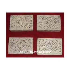 Hermosa caja de joyería de esteatita de tonos naturales indios tallada a mano de lujo hecha a mano última producción caja tallada a mano - Product Image 1