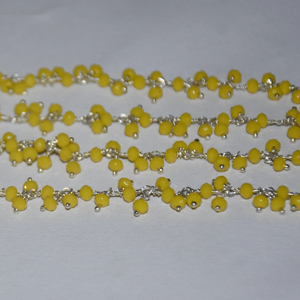 Top Quality Silver Plated Yellow Glass Beads Rondelle <b>Cluster</b> Rosary Chain Wire Beaded Chain for Jewelry Bracelet Making finding - Product Image 4