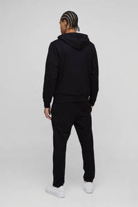 New Design <b>Black</b> Regular Fit Training & Jogging <b>Hoodie</b> Tracksuit Lightweight Custom logo Printed <b>Hoodie</b> & Jogger set Cotton Wear - Product Image 3