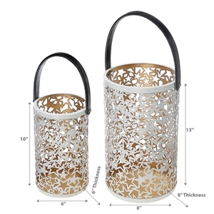 Estrella marroquí Cutwork diseño doble tono hierro cilíndrico linterna hecho a mano último hogar decorativo Navidad acento vela votiva - Product Image 6