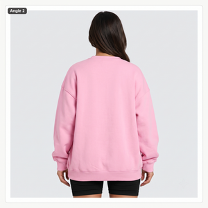 Sweat-shirt ras du cou en polaire rose pour femme, respirant, tricoté, imprimé, léger, coupe oversize, avec motif graphique de dessin animé et lettres Saint-Valentin sur le devant - Product Image 2