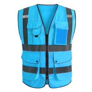 เสื้อกั๊กสะท้อนแสงสำหรับผู้ชาย, เทปสะท้อนแสงแขนกุดกันลมเร็วน้ำหนักเบามีกระเป๋าเหมาะสำหรับใส่ไปเดินเขาและทำงาน - Product Image 6