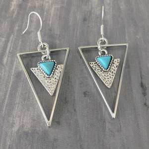 Boucles d'oreilles pendantes en argent sterling 925, élégantes, pour fêtes chrétiennes, avec labradorite naturelle triangulaire de 5 mm, bijoux vintage en pierres précieuses, pierre de naissance - Product Image 4