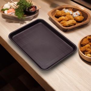 <b>Black</b> Brown PP Plastic <b>Serving</b> <b>Tray</b> Rectangle Fast Food Service <b>Tray</b> - Product Image 1