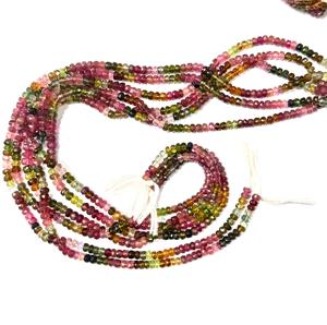 Hilo de 16 pulgadas de cuentas de piedra Rondelle facetadas de 3mm de turmalina natural de alta calidad - Product Image 1