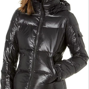 Femmes XL haute qualité doudoune brillant chaud capuche amovible toile tissu léger hiver grande taille personnalisé haute rue - Product Image 1