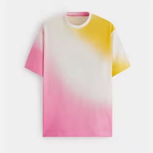 100% camisetas de fibra de bambú de algodón nuevos hombres con estilo de alta calidad peso personalizado Tie Dye camiseta de gran tamaño cuello redondo transpirable Formal - Product Image 6