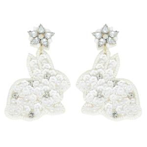 Sweet Bunny Rabbit Style Seed Beaded Earrings For Women And <b>Girls</b> With Intricate Beading For Fashionable Party Wear Looks - Product Image 1