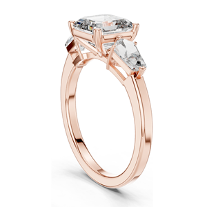 แหวนหมั้นเพชรทรง Asscher 3 เม็ด สำหรับผู้หญิง ความใส VVS-VS สี EF ทอง 18KT, 14KT, 10KT และเงิน 925 - Product Image 5