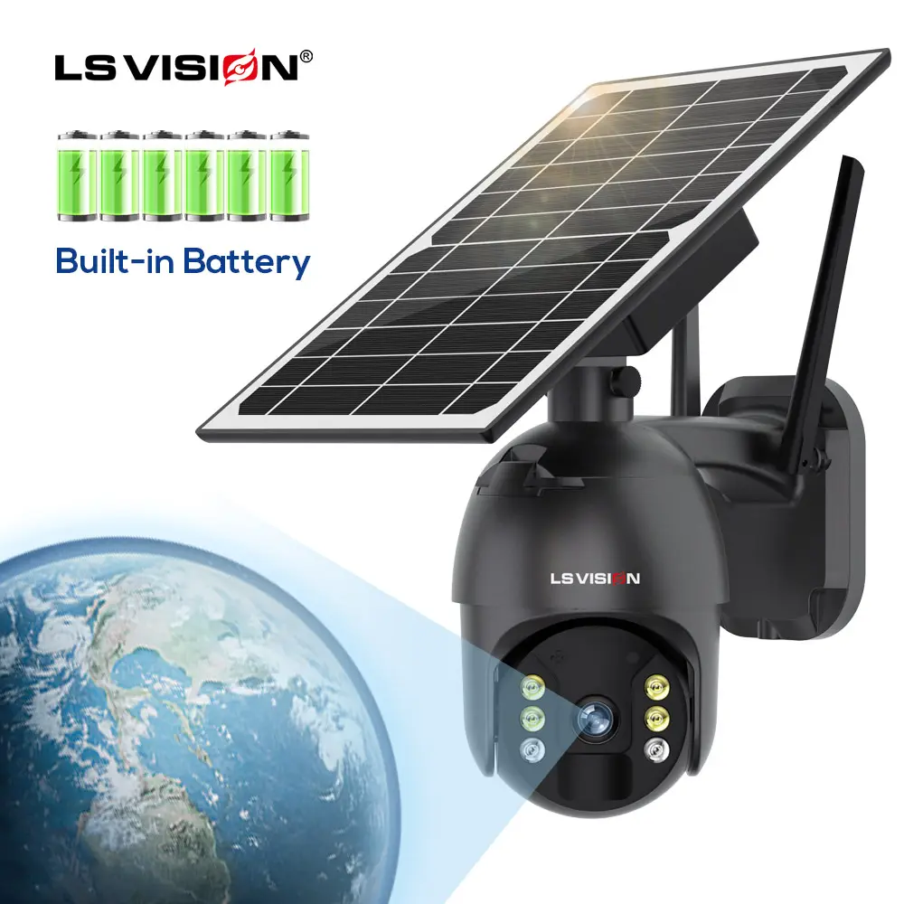 LS VISION 4g wifi sim solar power camera ptz zoom solar cctv outdoor security camera gsm 1080p 4MP PIR low power solar camera