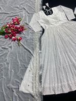 Ensemble Robe, Pantalon et Dupatta en Tissu Faux Georgette Brodé à Manches Longues, Tenue de Fête de Haute Qualité pour 4 Saisons